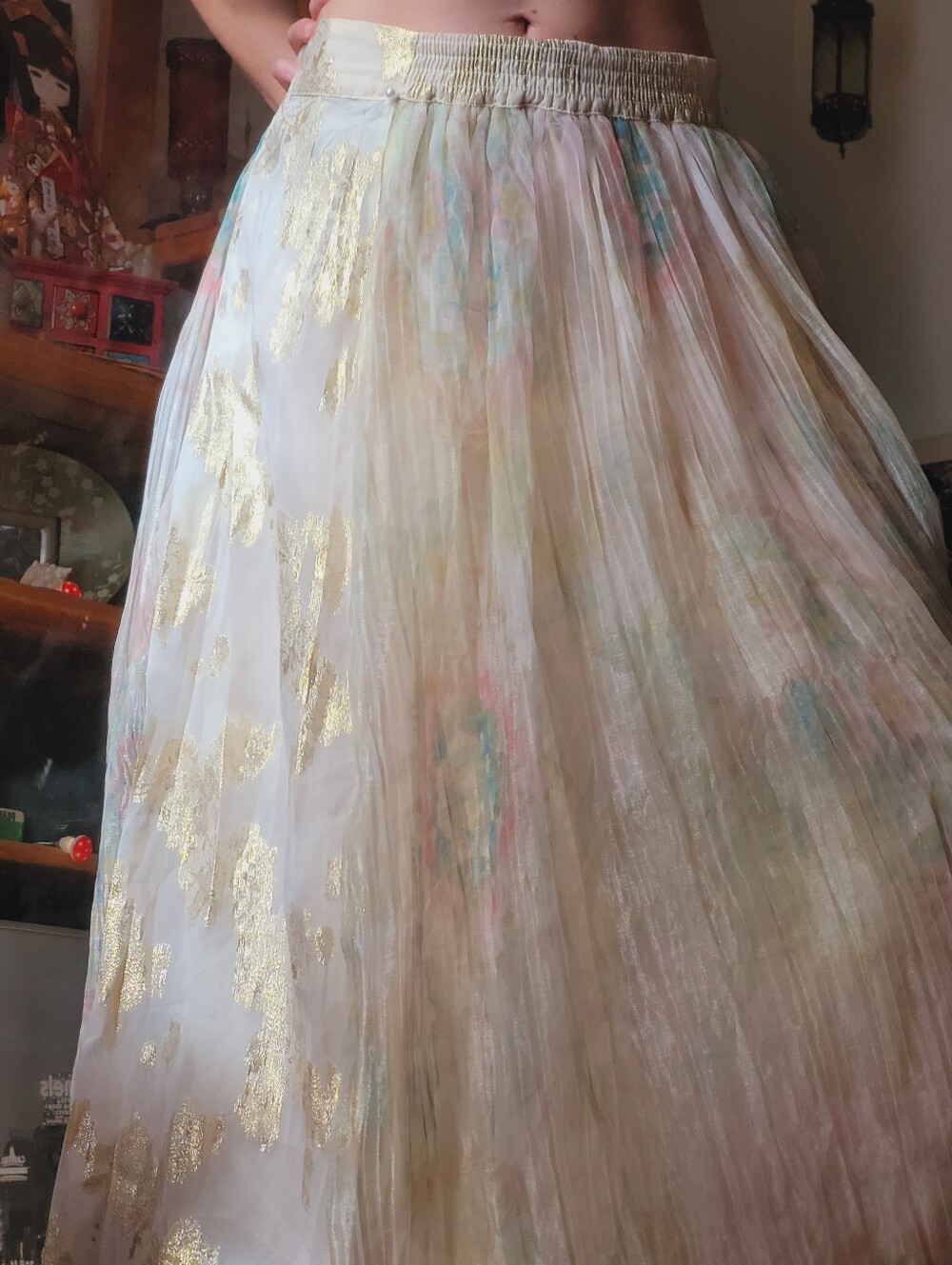 Shi San Yu NWT Hanfu Gold Flowy Whimsical Fairy Princess Maxi Skirt - Size M